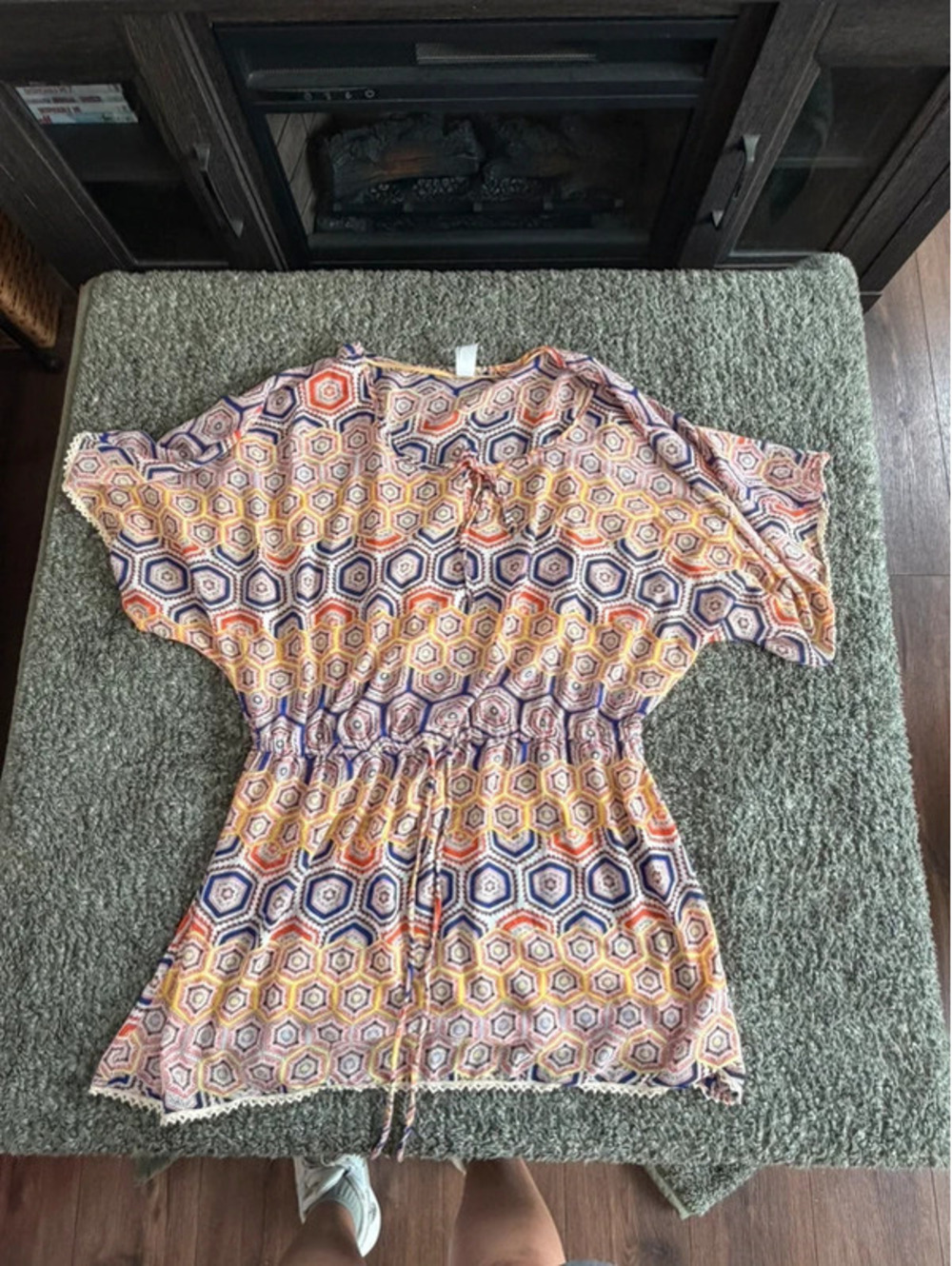 Pure Energy Women's Geometric Pattern Short Sleeve Tunic Top Size 1X